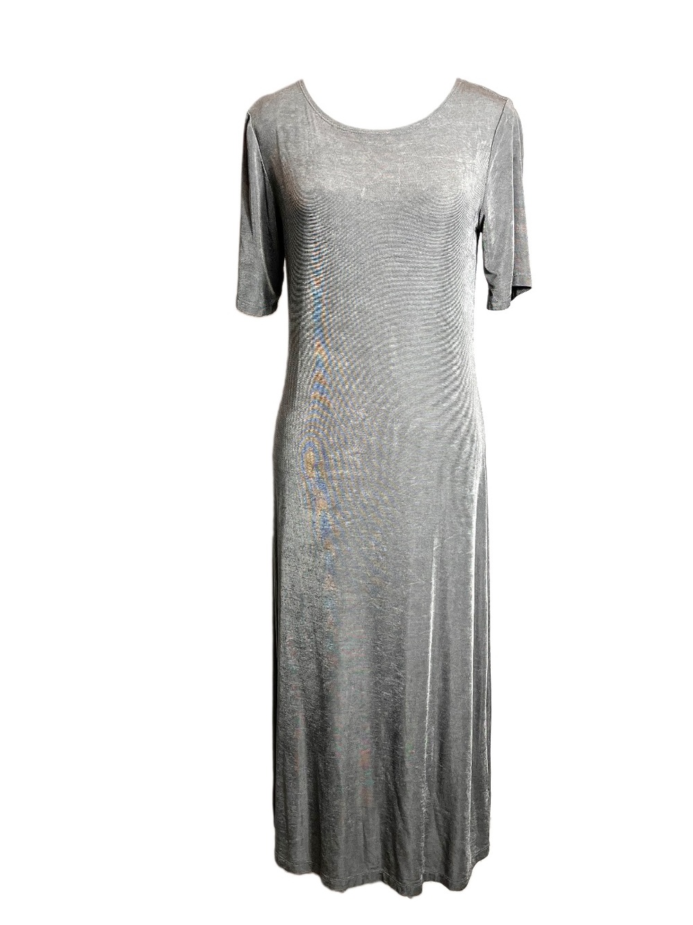 Coldwater Creek Silver Gray Petite Small PS 6 8 Slinky Knit Travel Maxi Dress